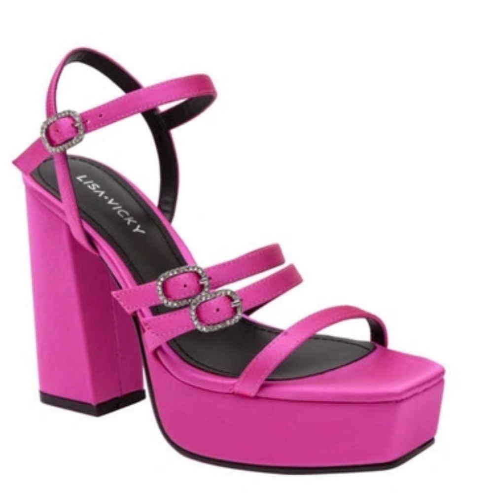 NWT & original box size 9 raspberry platform sandals